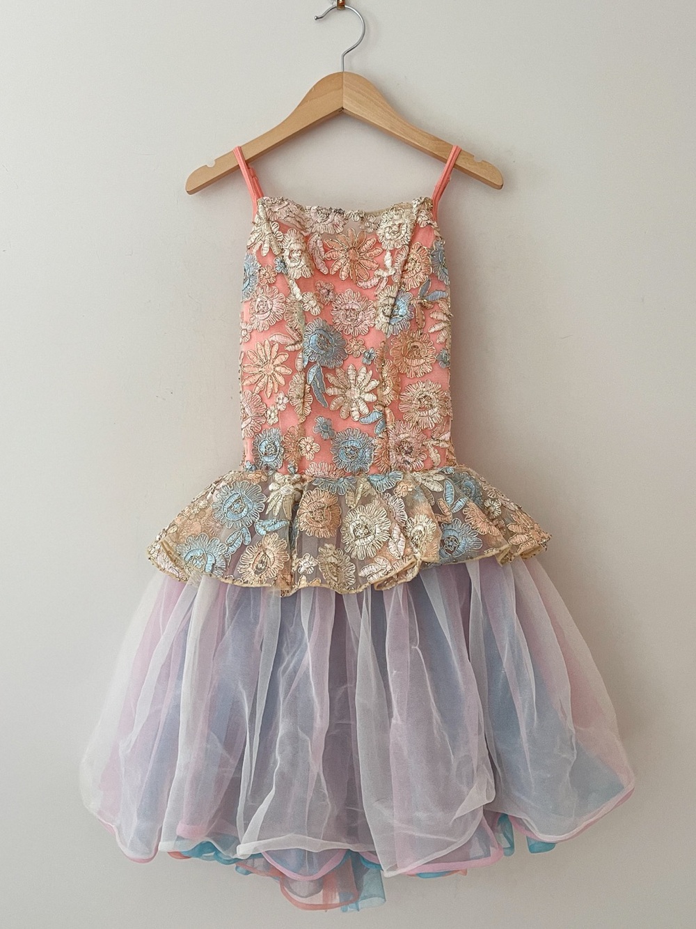 CURTAIN CALL COSTUMES VGUC Floral Embroidered Tulle Dance Recital Ballet Costume